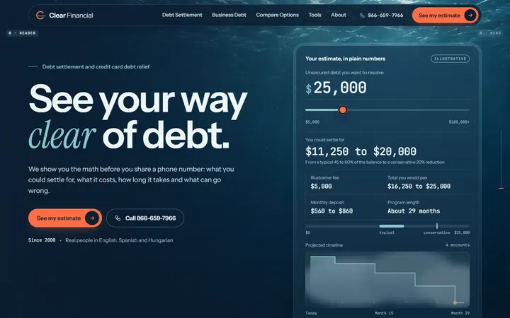 Concept B desktop first screen