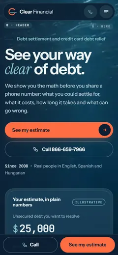 Concept B mobile first screen